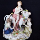 ANTIQUE CARL THEIME PORCELAIN DRESDEN GERMANY RARE " EUROPA & THE BULL"  1890's