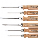 Wiha Schlitz/Phillips-Schraubendreher-Satz mit Rundklinge und Schlüsselhilfe, 6-TLG. Buchenholzgriff (162HK6SO)