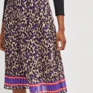 LEOPARD PRINT PLEATED MIDI SKIRT
