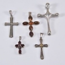 i27e71- 5x Silber Kreuz Anhänger