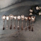 Hildesheimer Rose 800 /835er Silber Konvolut Zuckerlöffel 9 Stück 112 Gramm 