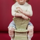 Antique Gebruder Heubach Schutz Marke Bisque Figurine Boy Sitting on Chair NICE!