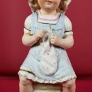 Antique Gebruder Heubach Schutz Marke Bisque Figurine Girl Sitting on Chair NICE