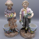 Lovely Pair of 10" German Porcelain Spill Vases