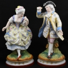 Stunning Pair of French 19th Century Painted Bisque Figures Gentleman & Lady
