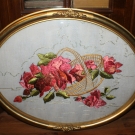 Original Stickbild - mit Ovalen Rahmen von Richter & Knoth ca. 50 iger Jahre 