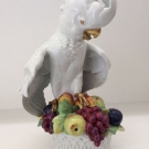 Porzellan figur Vogel Kakadu mit Obst Müller Schwarza Thüringen 29cm