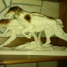 Porzellanfigur Barsoi Hunde Hundepaar Windhunde 1930er Jahre