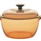 Visions Kochtopf Versa aus Pyroceram-Glas 1,5 Liter mit Glas-Deckel, braun