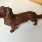 Stehender Dackel von Erich Hösel, Meissen/Böttger Steinzeug (sehr guter Zustand)