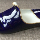 Antique Meissen 19th Century Porcelain Purple Slipper
