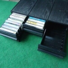 Kassettenbox  36 Kassetten  3 Schubladen MCs Aufbewahrungsbox schwarz Holzoptik