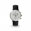 DETOMASO MILANO Herrenuhr Chronograph Edelstahl Weiß Lederarmband Blau Neu