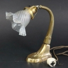 Jugendstil Tischlampe Messing Bronze Glasschirm um 1900/10 (BH2900)