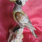 ANCIEN OISEAU HUPPE- PORCELAINE DE PARIS LOCRE 19ème - BARATS -SUJET VITRINE  