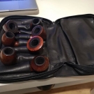 Pfeifen Konvolut 7 Stück mit Ledertasche - versch. Marken