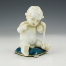 Antique Dresden German Porcelain - Putti Child On A Cushion - Lovely!