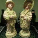 Rare Large German DEP Schutz-Marke Late 19th Century Boy & Girl Bisque Figurines