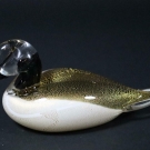 Ente Glasfigur eingeschmolzener Goldstaub am Stand signiert (AI075)
