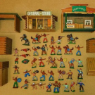 Antik DDR Indianer Cowboy Western Texas Fort Range Gummi Weichplastik 60er 70er 