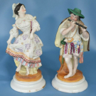 Pair Rare 19thC Antique Sutherland & Sons (S&S) Porcelain Figurines 10”H No.106