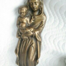 Bronze Relief / Skulptur Maria mit Kind 42,3cm 