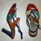 SCHÖNE BUNTE SCHUHE SANDALEN GR. 34 CASPRINI RIEMCHEN