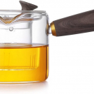 ONEISALL Glas-Teekanne mit Holzgriff