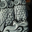 Garden Ornaments Latex Mould - 2 Owls Wall Plaque Concrete Plaster Ornaments  