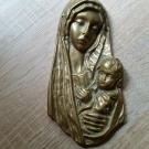 Madonna mit Jesuskind - Wandrelief - Maria mit Kind -Messing  - Höhe: ca. 20 cm