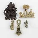 5 x Antique /Vintage CAST IRON & BRASS Door Knockers Inc. Pheasants, Ornate 965g