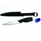 Fischmesser Allzweckmesser Angelmesser Jagdmesser 26,5 cm schwarz blau mit Hülle