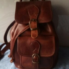 Rucksack braun Leder 80er TRUE VINTAGE 80s Backpack brown Hippie Leather Tasche