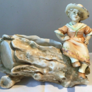 Antique Heubach Germany Bisque Figurine Planter Original Impressed Marks c.1890