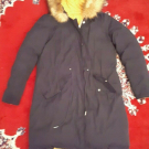 Damenmantel 100% Daune Wendemantel von ZARA Gr. S dunkelblau goldfarben TOP