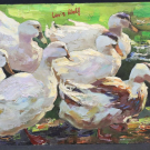 Enten am See Ölgemälde signiert Louis WOLF mit Galeriestempel 2.H.20.Jhd (CX326)