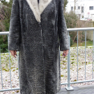 Mantel Persianer grau mit Nerzkragen silber  Gr.48